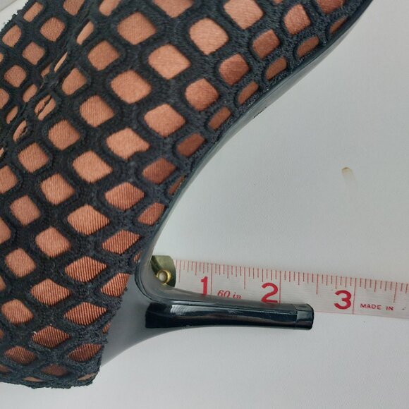 ZARA Pointed Toe Ankle Boots 7.5 Bronze Black Mesh Heels Glam Clubwear - Picture 10 of 14